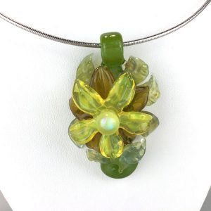 Yellow Botanical Pendant on Omega Wire Chain